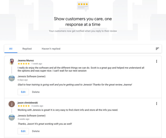 Customer Reviews on Google My Business